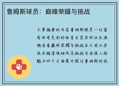 鲁姆斯球员：巅峰荣耀与挑战